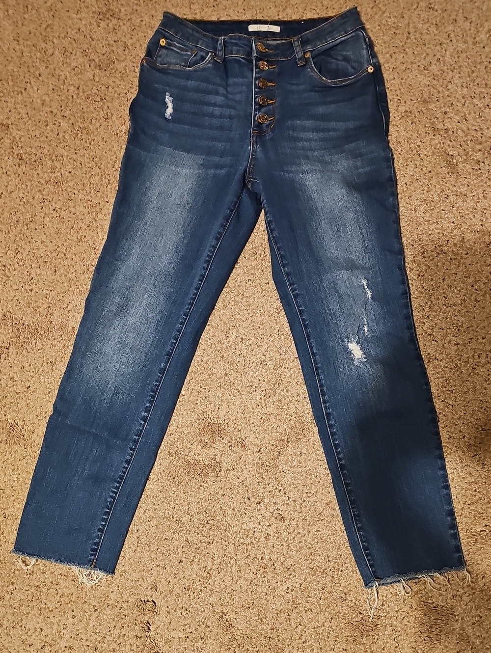 STS Blue Dark Blue High-Rise Button-Fly Ankle Jeans